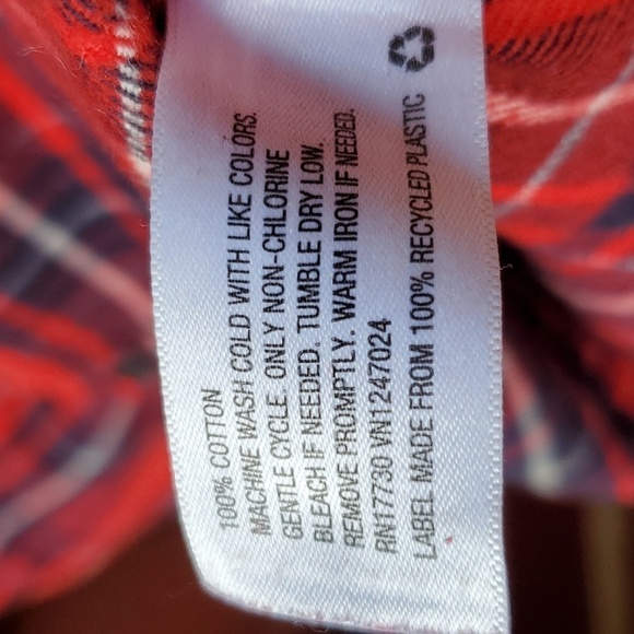 Merona red plaid flannel LS shirt one pocket size XL - Picture 5 of 9